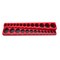 Taj Tools 3 By 8" Drive Sae Standard Socket Holder Magnetic Tool Organizer Tray - Red, Holds 13 Regular And 13 Deep Size Sockets